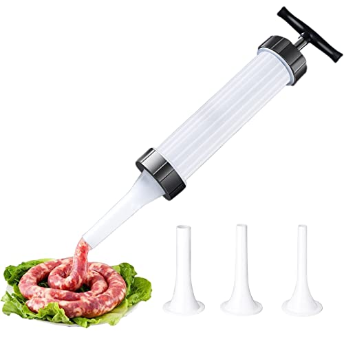 Machine de remplissage de saucisses, Poussoir à saucisses, Entonnoir de remplissage de saucisses, Tube de remplissage, Machine à saucisses, avec 3 entonnoirs...