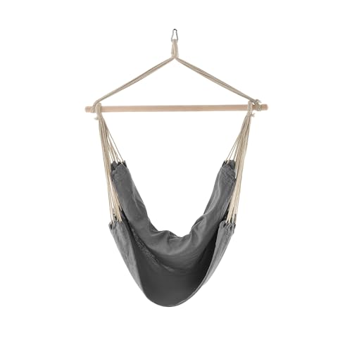 Helloshop26 03_0003773 - Asiento colgante para hamaca (algodón, poliéster, 100 cm), color gris