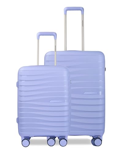 Image of Vacanza Paris Series Polypropylene Unbreakable Hard-Sided Travelling Luggage Trolley Bag Set of 2, Check-in Suitcase with 8 Silent Wheel & TSA Lock for Both Unisex | Purple (55 & 65 cm)