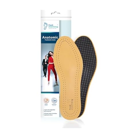 Foot Morning – Anatomic Shoe Inserts (EUR 36-46) – Prime Leather Arch-Assisting Insoles with Latex Foam Cushioning & Charcoal Layer – Comfort Insoles for Men & Women – Metatarsal Padding (L7 Women) Cover