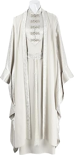 Saruman Cosplay Dress Robe Cloak Belt Men Wizard Cape Cloak White Saruman Wig for Halloween Costume