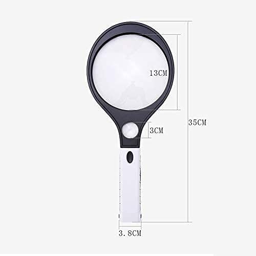 Lupas educativas para Pasatiempos, Lupa de Mano, Lupa de iluminación para Ver Animales y Plantas, Lupa de Espejo Grande de 130 mm con lámpara LED/UV charitable