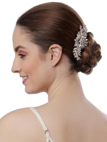 Image of Vogue Hair Accessories Golden And White Pearl Comb Hair Clip For Women