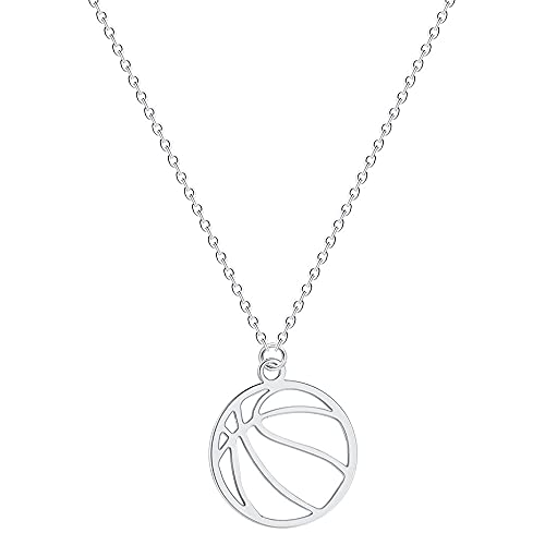 RTY Minimalist Hollow Basketball Pendant Necklace for Teens Sports Lover Friendship Gift