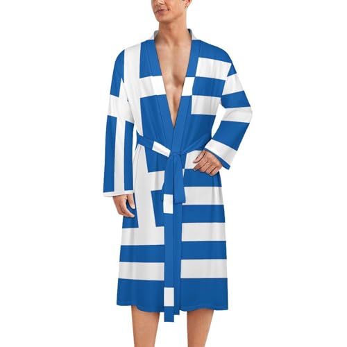 Bata de baño ultra suave premium de hombre estilo clásico griego con mangas largas