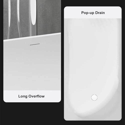 Weibath Japanese Soaking Bathtub 47'' Oblique Freestanding Tub Stone Resin Deep Soaking Bathtub in Matte White