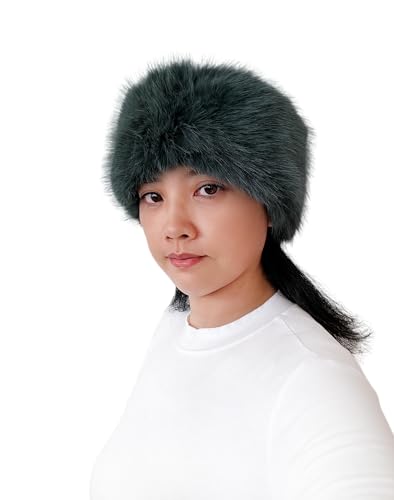 Lina & Lily Women's Winter Headband Head Ear Warmer Long Pile Faux Fur (Dark Green) - Image 2