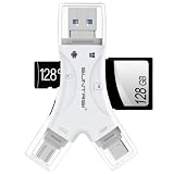 SD Card Reader for iPhone/ipad/Android/Mac/Computer/Camera,4 in1 Micro SD Card Reader Trail Camera Viewer, Portable Memory Card Reader SD Card Adapter for SD and TF Cards(White)