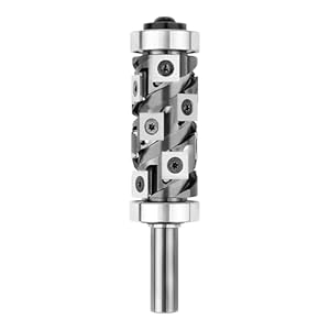 SpeTool Op&Neer Compressie Afschuiningsfrees 12mm Schacht Hardmetalen Spiraalfrees Kopieerfrees voor Bovenfrees 32mm Snijdiameter Dubbele Boven en Onderkogellagers Diverse Inzetstukken Houtbewerking