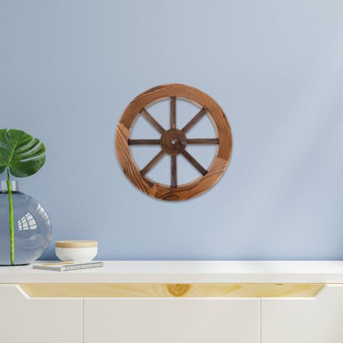 Décoration murale roue de chariot en bois rustique aux finitions soignées - 4