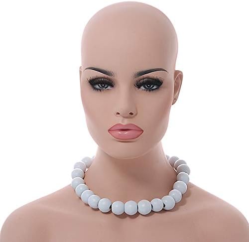 Avalaya Chunky Snow White Round Bead Wood Flex Necklace - 44cm Long, white / ivory - Image 4