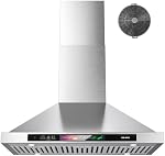 BRANO 30 Inch Wall Mount Range Hood with Voice/Gesture/Touch Control, 900 CFM Kitchen Hood Vent with 4 Speed Exhaust Fan, Ducted/Ductless Convertible Stove Hood with Memory Mode, 4 Adjustable Lights