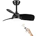 LPPO Ventilateur de plafond avec éclairage 28 pouces 3 pales de ventilateur en ABS moteur DC, ventilateur de plafond avec lampe LED et télécommande Quiet Black