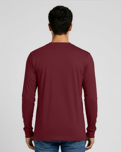Image of Real Essentials 4 Pack: Men's Cotton Long Sleeve Crew Neck T-Shirt - Soft Work Casual Jersey Tees