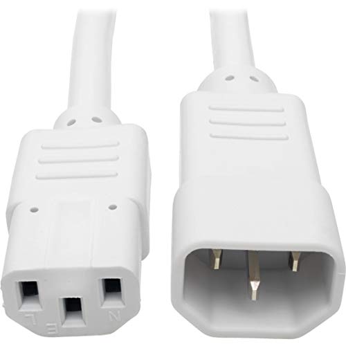 Image of Tripp Lite 3 ft. Heavy Duty Power Extension Cord, C14 to C13, 15A, 14 AWG, White (P005-003-AWH)