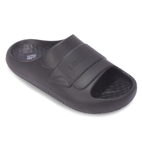 Image of Liberty A-HA DAILYWALK Slippers for Men - Black & Dark Grey EVA Slip-On Casual Slippers | Soft Moulded Footbed, Lightweight Footwear for Home, Casual, Errands, Garden, Daily & Outdoor Wear