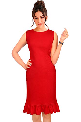 Buy Women S Printed A Line Skater Dress Knee Length Casual Fit And Flare Midi Dresses Western One Piece Dress For Women Isha Red 34 At Amazon In