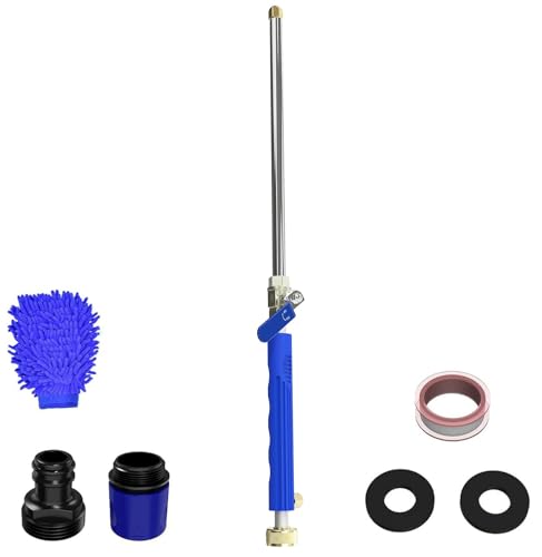 Buyplus Jet Nozzle High Pressure Hose Nozzle, 2-in-1 High Pressure Power Washer for House, Jet Nozzle for Garden Hose Power Washer Wand with 2 Different Tips, Quick Connectors and Gloves, 18 Inch