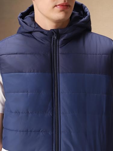 Image of Dennis Lingo Regular Fit Sleeveless Hooded Colorblock Men Jacket