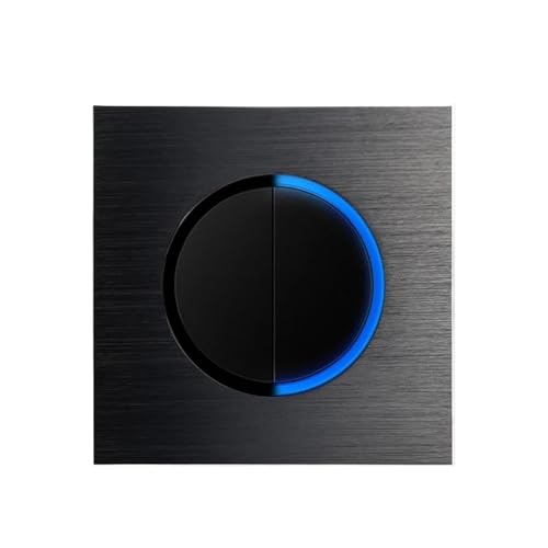 Interrupteur d'éclairage noir argenté double bouton rond L6 110-250V