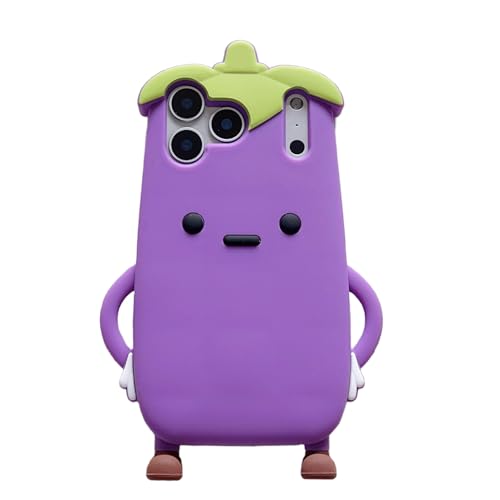 wifantien 3D Eggplant Case,Cartoon Cute Kawaii Lovely Character Eggplant Man Shape Kids Teens Girls Women Soft Silicone Case for iPhone 17 Pro Max 6.9 inch 2025 by wifantien - Used condition - US$8.96