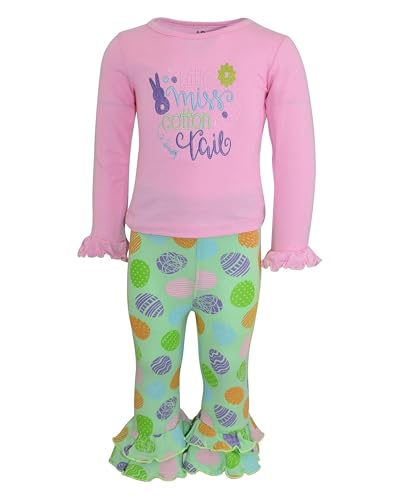 Image of Unique Baby 2 Piece Girls Double Ruffle Leggings and Long Sleeve Shirt Clothes Set Kid and Toddler Girl Outfit