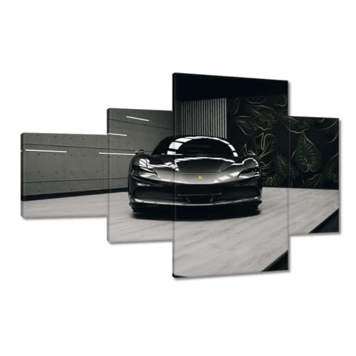 Peinture voiture de sport italienne grand format 130x80 pour deco murale