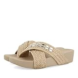 Duraderas SANDALIAS DE CUÑA BEIG CON TIRAS TRENZADAS PARA MUJER AKAN