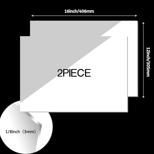 Image of White Acrylic Sheets 12X16, 1 /8 Inch Thick, 2 Pcs