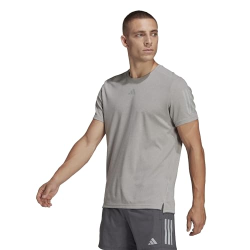 Image of adidas Men's Own The Run Heather T-Shirt, Medium Grey Heather, XS