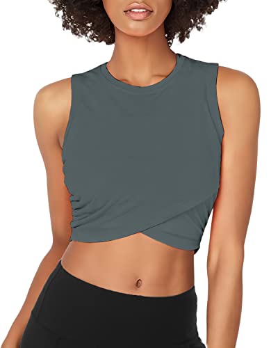 Image of Yoga Crop Tops Dance Tops Fitted Workout Crop Tops Yoga Tank Tops Athletic Sports Shirts for Women