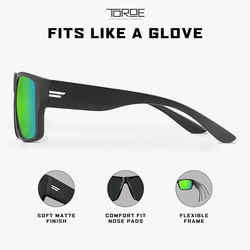 Image of TOROE Z87+ Polarized Safety Sunglasses Matte Black TR90 Frame, ANSI Rated Lens