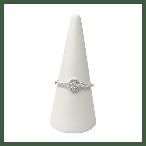 Bague chaîne argent 925 mini strass solitaire taille 55, le cadeau idéal - 3