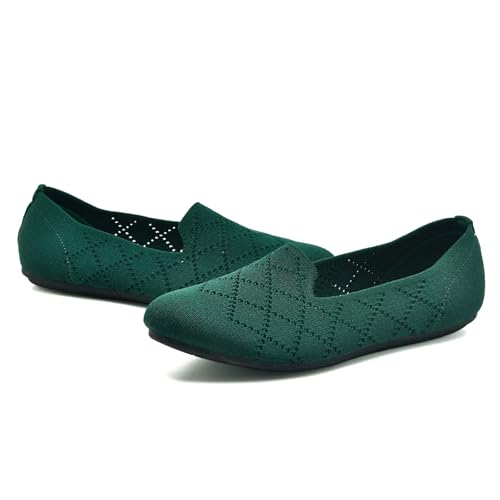 Image of poemlady Women's Ballet Flat Shoes Dress Shoes Knit Round Toe Slip On Ballerina Walking Flats Shoes for Woman Low Wedge Casual