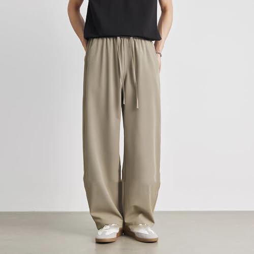 Summer Men's Casual Pants Straight Loose Sports Ice Silk Trousers Men Wide-Leg Pants2