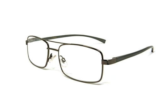 NEW ColorViper Basic metal Square Aluminum Temples Reader (shiny gunmetal / matte Aluminum Temples Reader, +2.50)