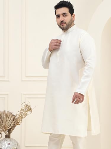Image of SOJANYA Plus (Since 1958) Men's Silk Blend Booti Only Long Kurta