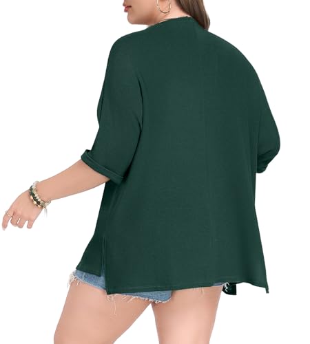 Image of Lastshe Womens Plus Size Cardigan Short Sleeve Lightweight Loose Cover Ups Open Front Sweaters Summer Cardigan