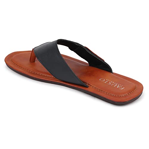 Image of FAUSTO Mens Slip On Sleek Desgined Casual Flip-Flops | Indoor & Outdoor Thong Slippers With Buckle Strap