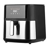 NARVI | Freidora de aire NF25 | 8L, Negro y Acero, 1700W, Acero inoxidable | Panel digital táctil, 7 programas automáticos, ventana integrada | Cocina práctica y fácil limpieza