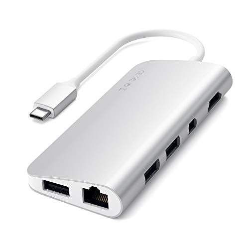 Satechi Type-C Multimedia Adapter With 4K Hdmi, Mini Dp, Usb-C Pd, Gigabit Ethernet, Usb 3.0, Micro/Sd Card Slots - For M2/ M1 Macbook Pro, M2/ M1 Macbook Air (Silver) #TOP1