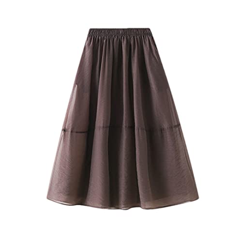 Jupe trapèze fine décontractée marron taille haute élégante