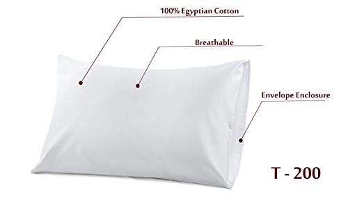 Hajran Linen - 100% Egyptian Cotton House Wife Pillowcase Pack of 4 | 200 Thread Count Hotel Quality | Envelope Closure Pillow Covers | Soft & Durable Pillow Protectors (50 x 75 cm)