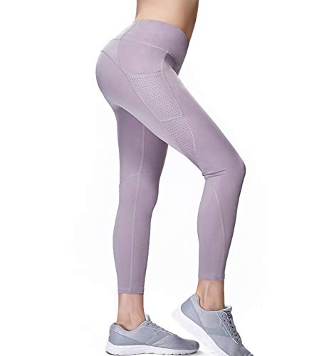 iloveSIA Pantalon de Sport Femme avec Poche Legging Jogging Running Course Lavande S Cover