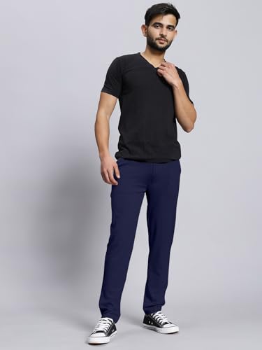 Image of VALLEY Casual Textured Slim Fit Trousers, Side Pockets