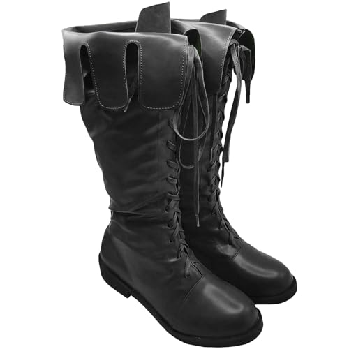 Medieval Pirate Boots Men's Renaissance Halloween PU Leather Costume Boot Gothic Cosplay Shoes3