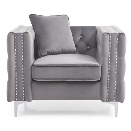 Sillón Plegable Terciopelo Gris miniatura 4