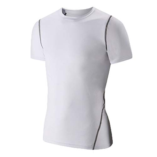 LANBAOSI Boy's Compression Shirts Child's Short Sleeve Base Layer Tops White 7
