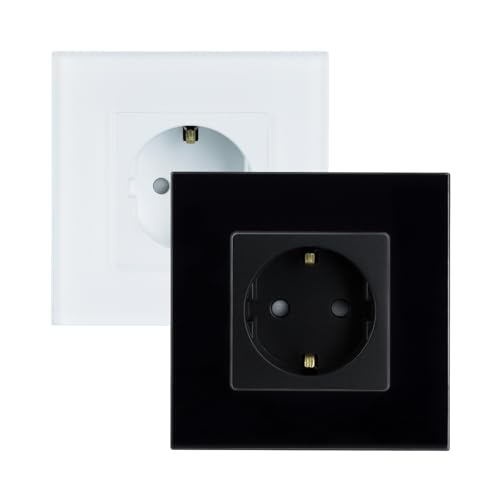 LEDKIA LIGHTING Enchufe Tipo Schuko Con Marco de Cristal Modern Blanco