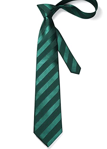 Image of HISDERN Mens Tie Striped Ties and Handkerchief Set Business Formal Woven Pocket Square Wedding College Stripe Necktie